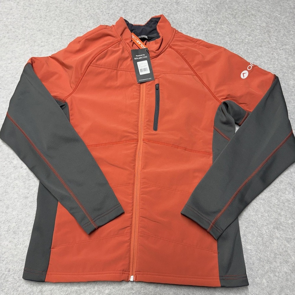 OROS Discovery Hybrid Jacket Mens Medium Orange Full Zip Softshell Insulated